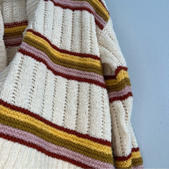 Madewell Striped Diaz Open Cardigan Eyelash Open Cable knit Academia Sz M - Picture 5 of 14